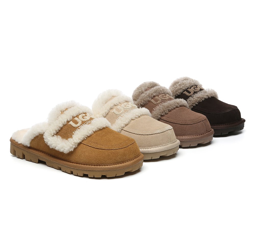 UGG Slippers Women Sheepskin Wool Shearling Lined Rilee - UGG Slippers - Chestnut - AU Ladies 4 / AU Men 2 / EU 35 - Uggoutlet