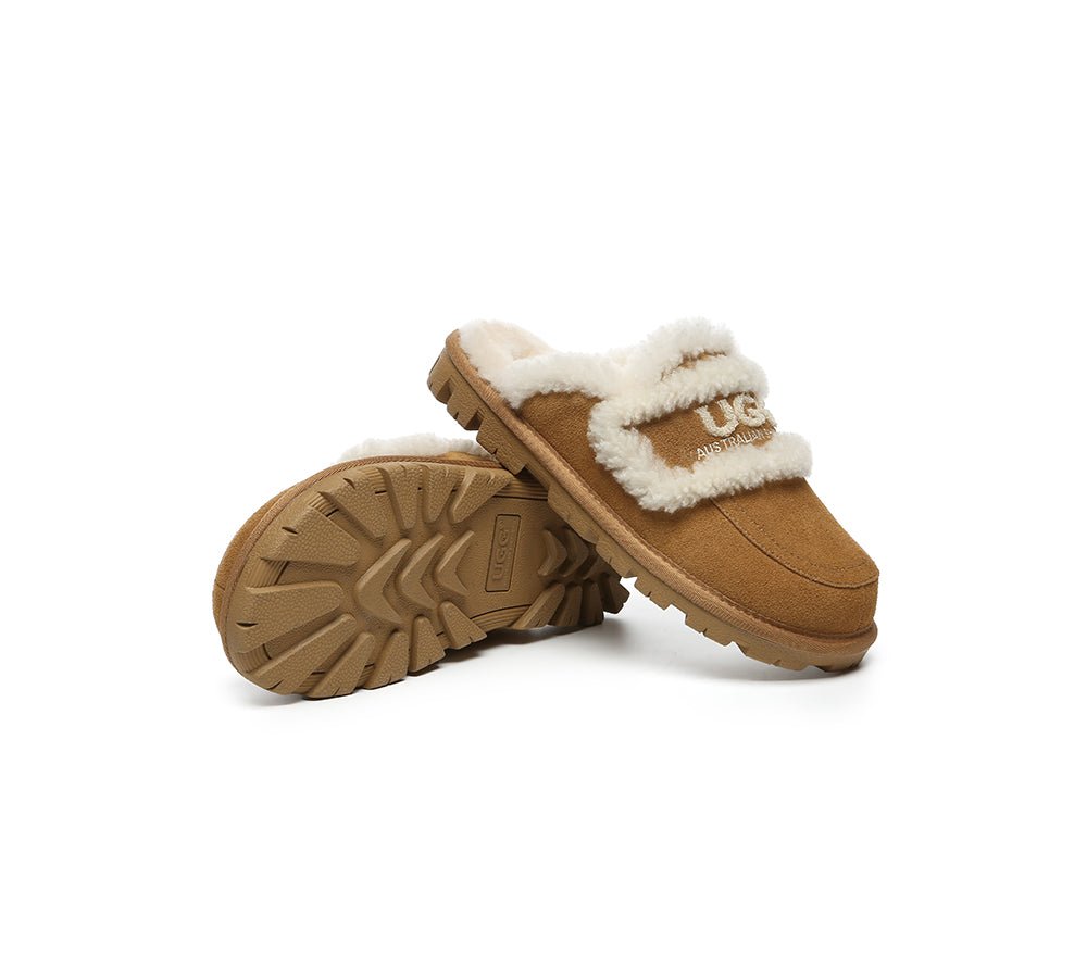 UGG Slippers Women Sheepskin Wool Shearling Lined Rilee - UGG Slippers - Chestnut - AU Ladies 4 / AU Men 2 / EU 35 - Uggoutlet