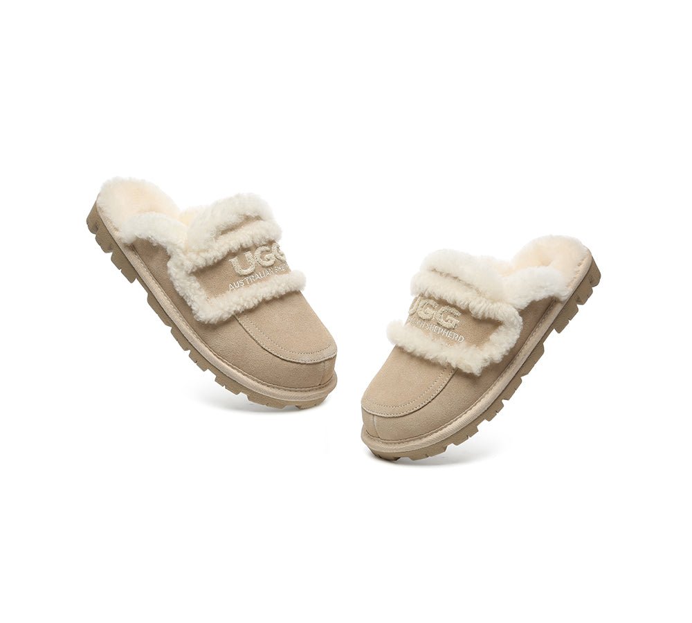 UGG Slippers Women Sheepskin Wool Shearling Lined Rilee - UGG Slippers - Sand - AU Ladies 4 / AU Men 2 / EU 35 - Uggoutlet