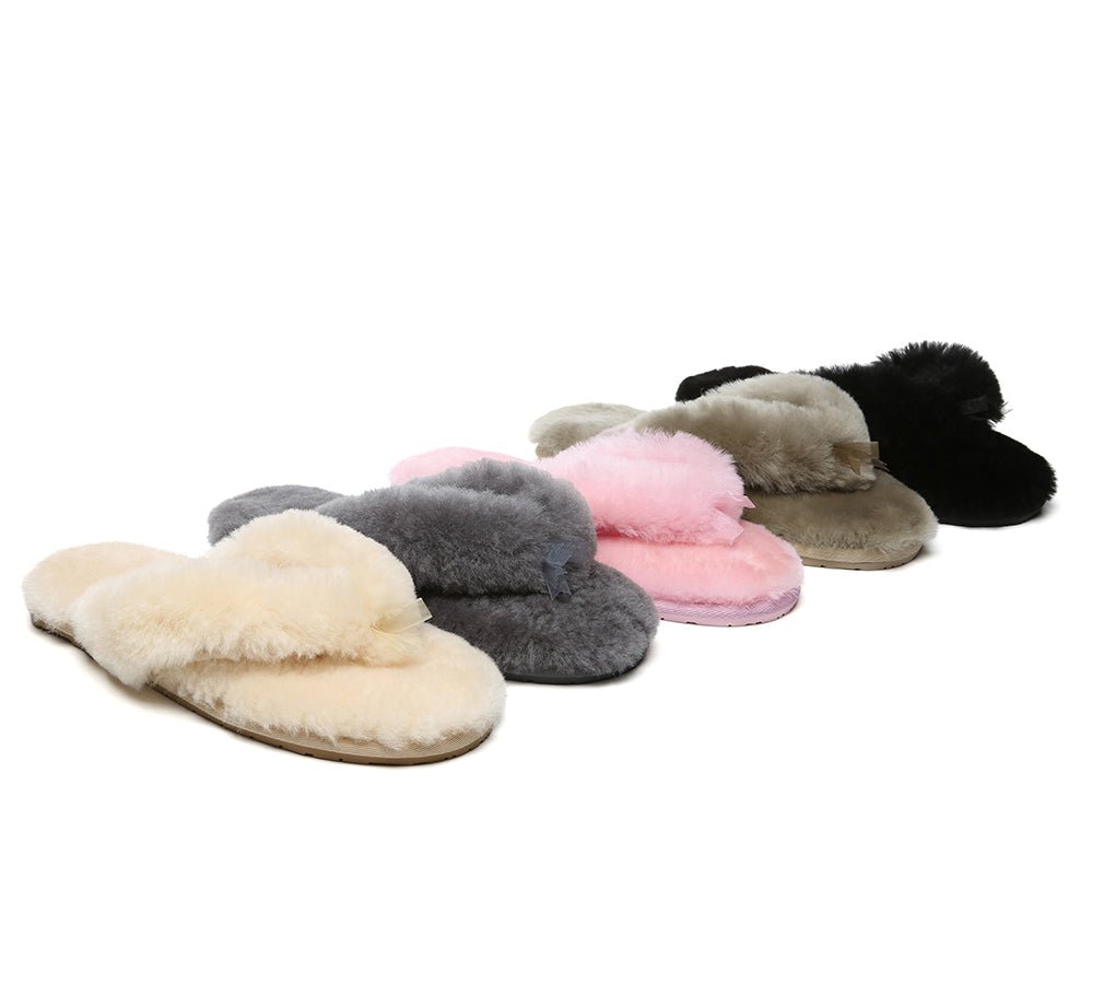 UGG Thongs Women Fluffy Slides Farah - UGG Slippers - Cream - AU Ladies 4 / AU Men 2 / EU 35 - Uggoutlet