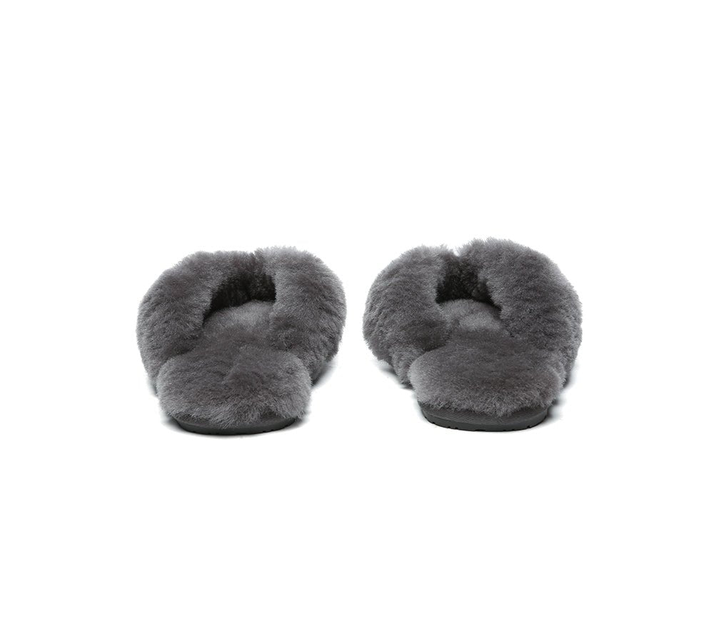 UGG Thongs Women Fluffy Slides Farah - UGG Slippers - Grey - AU Ladies 4 / AU Men 2 / EU 35 - Uggoutlet