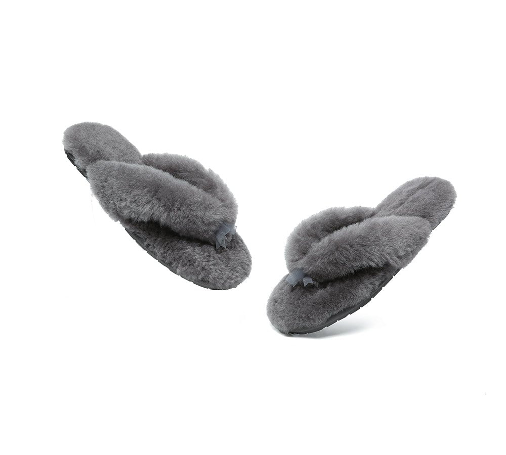 UGG Thongs Women Fluffy Slides Farah - UGG Slippers - Grey - AU Ladies 4 / AU Men 2 / EU 35 - Uggoutlet