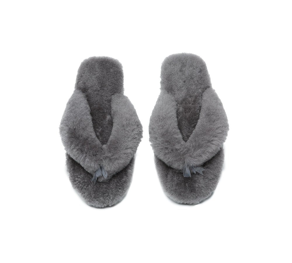 UGG Thongs Women Fluffy Slides Farah - UGG Slippers - Grey - AU Ladies 4 / AU Men 2 / EU 35 - Uggoutlet