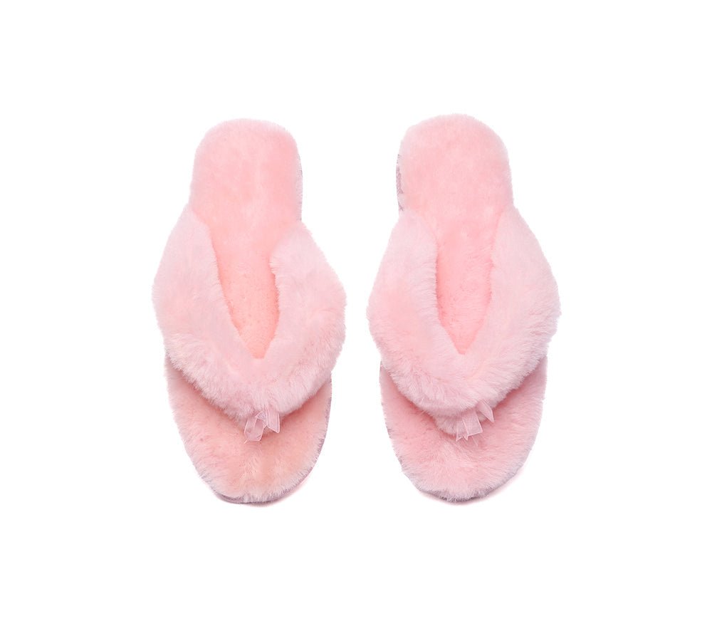UGG Thongs Women Fluffy Slides Farah - UGG Slippers - Pink - AU Ladies 4 / AU Men 2 / EU 35 - Uggoutlet