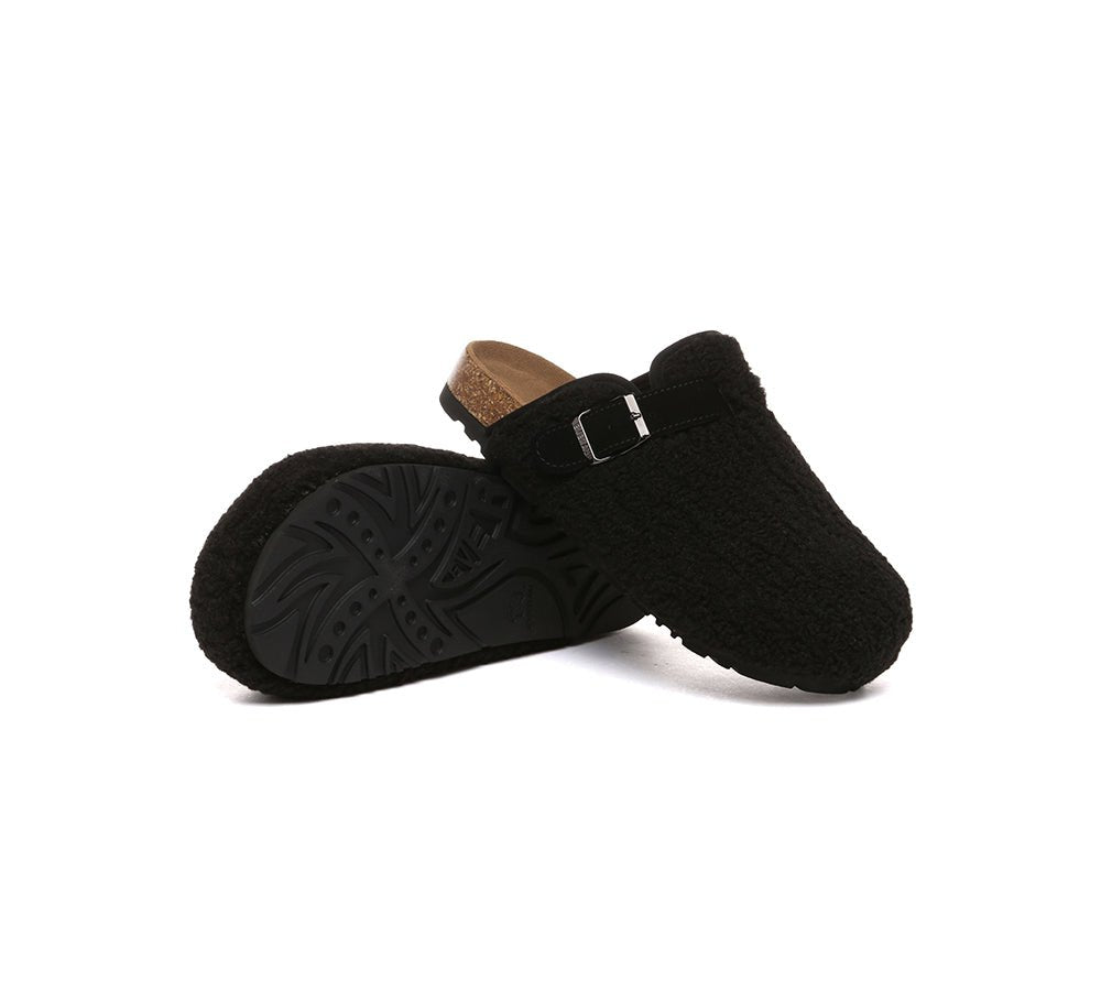 UGG Women Shearling Buckle Sandal Slides Greta - UGG Slippers - Black - AU Ladies 4 / AU Men 2 / EU 35 - Uggoutlet