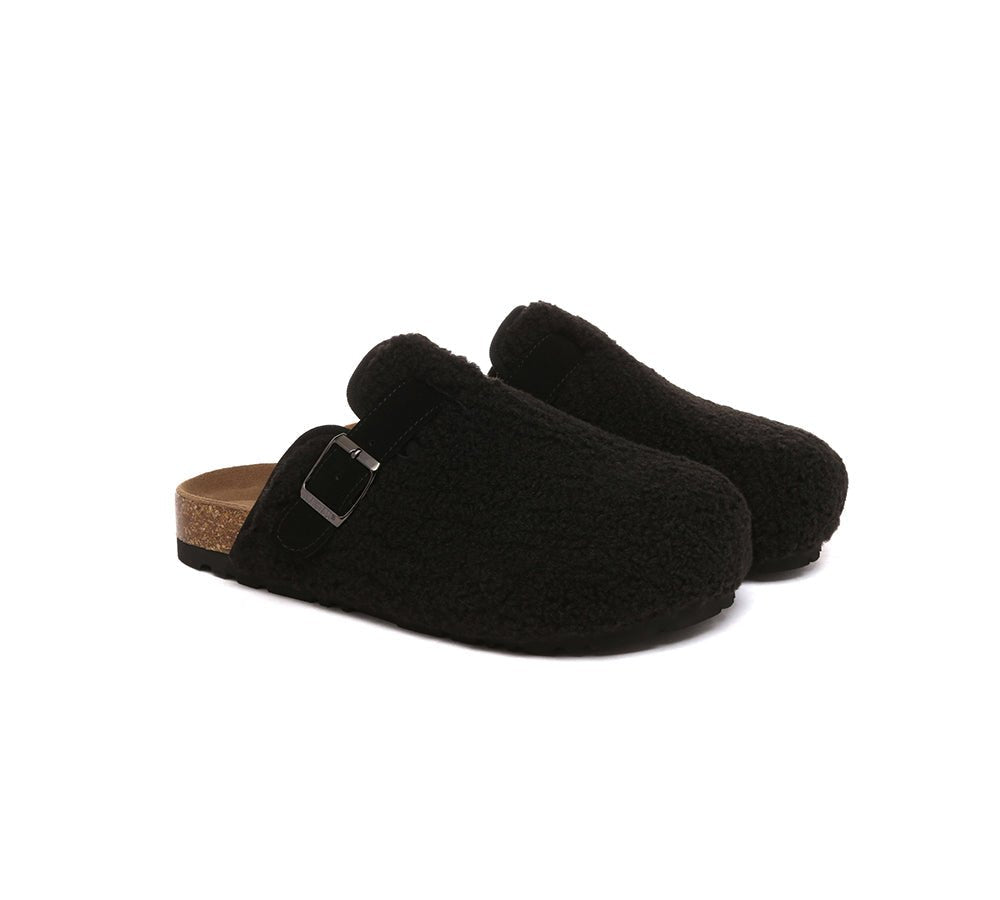 UGG Women Shearling Buckle Sandal Slides Greta - UGG Slippers - Black - AU Ladies 4 / AU Men 2 / EU 35 - Uggoutlet