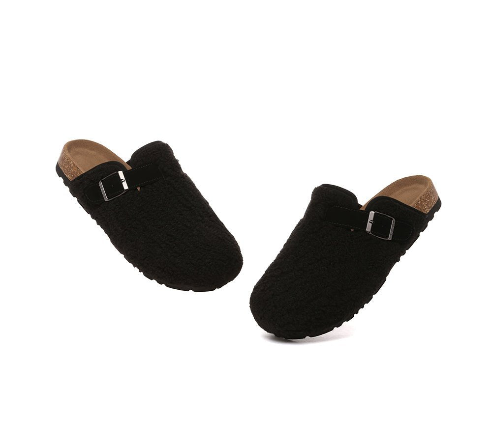 UGG Women Shearling Buckle Sandal Slides Greta - UGG Slippers - Black - AU Ladies 4 / AU Men 2 / EU 35 - Uggoutlet