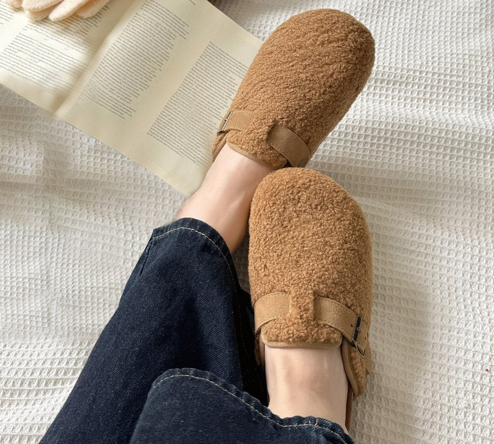 UGG Women Shearling Buckle Sandal Slides Greta - UGG Slippers - Chestnut - AU Ladies 4 / AU Men 2 / EU 35 - Uggoutlet