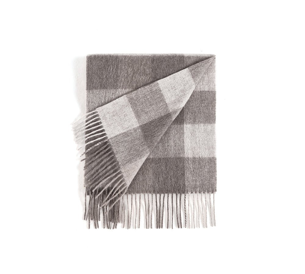 Urban UGG 100% Wool Plaid Pattern Check Scarf Zoe - Scarf - Khaki Check - One Size - Uggoutlet