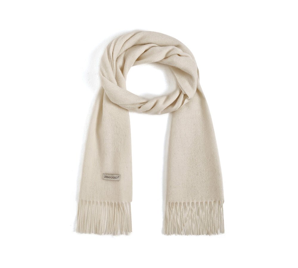 Urban UGG 100% Wool Plain Scarf Fedora - Scarf - Beige White - One Size - Uggoutlet