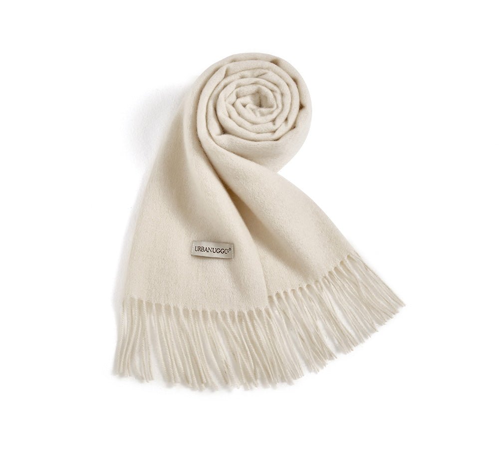 Urban UGG 100% Wool Plain Scarf Fedora - Scarf - Beige White - One Size - Uggoutlet