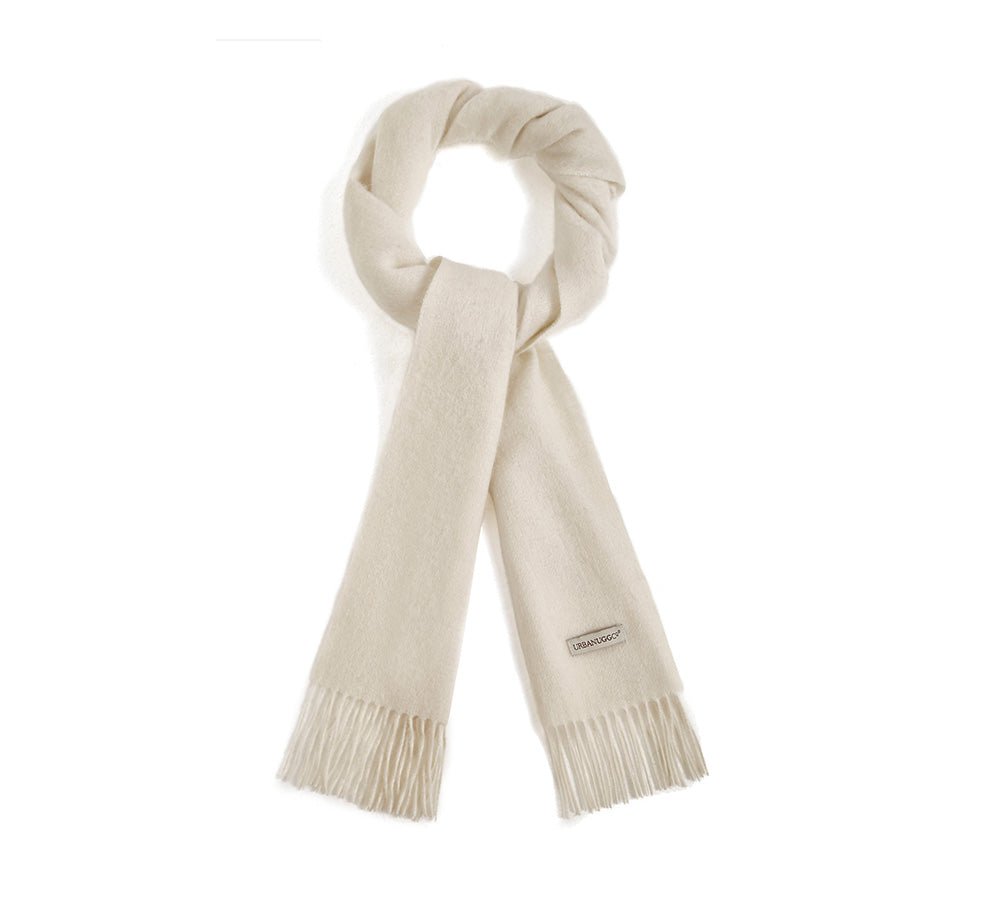 Urban UGG 100% Wool Plain Scarf Fedora - Scarf - Beige White - One Size - Uggoutlet