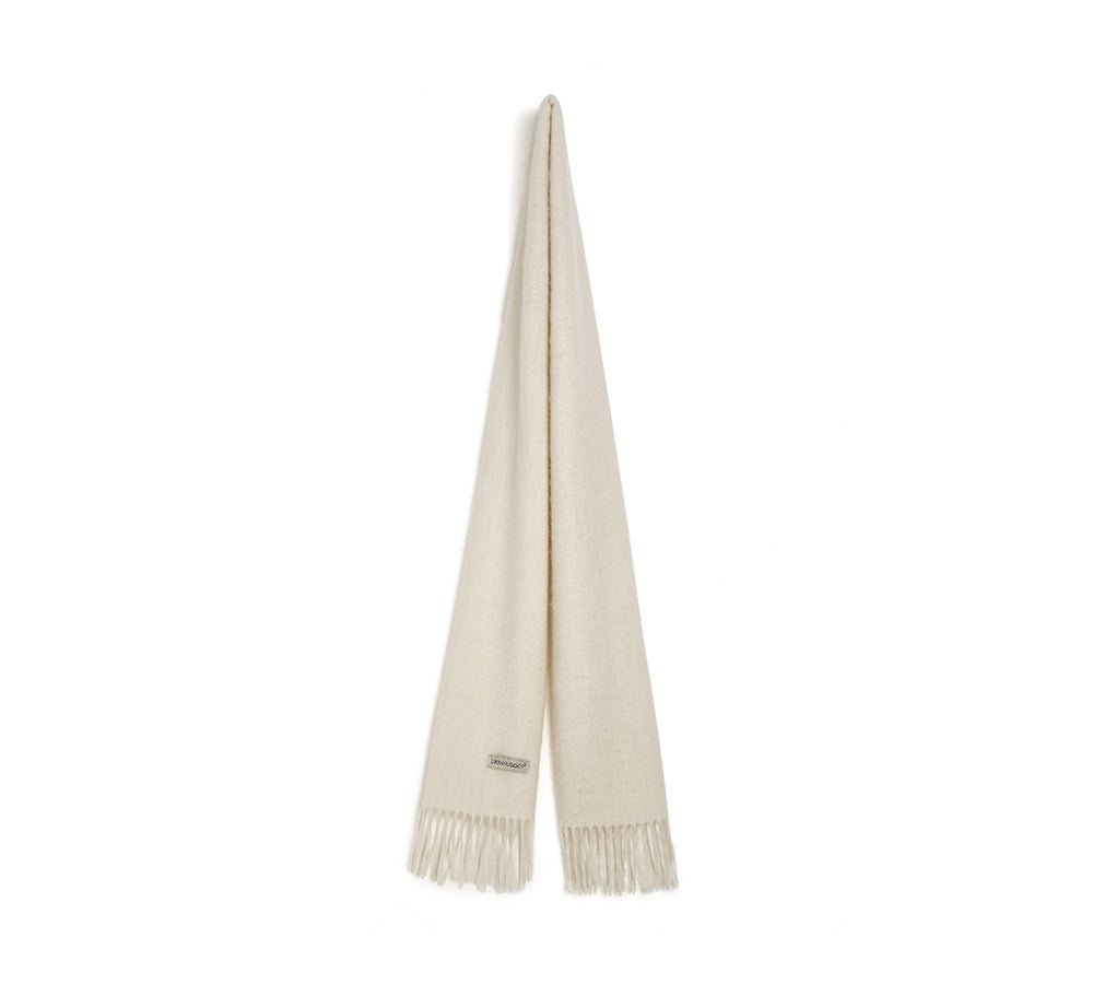 Urban UGG 100% Wool Plain Scarf Fedora - Scarf - Beige White - One Size - Uggoutlet