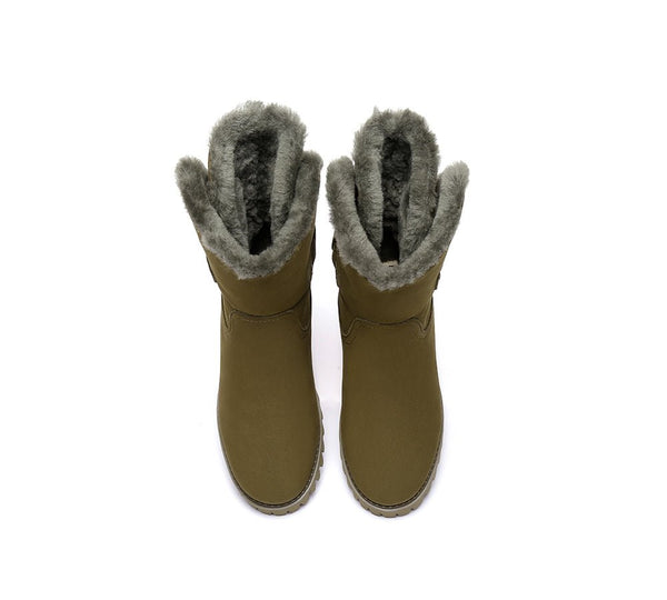 Urban UGG Boots Women Fashion Mid Calf Tina - UGG Boots - Khaki - 35 - Uggoutlet