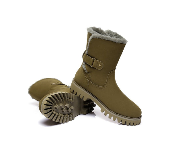 Urban UGG Boots Women Fashion Mid Calf Tina - UGG Boots - Khaki - 35 - Uggoutlet