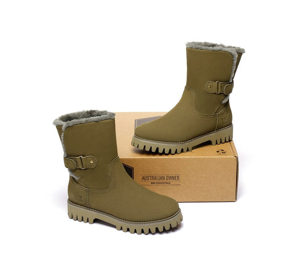 Urban UGG Boots Women Fashion Mid Calf Tina - UGG Boots - Khaki - 35 - Uggoutlet