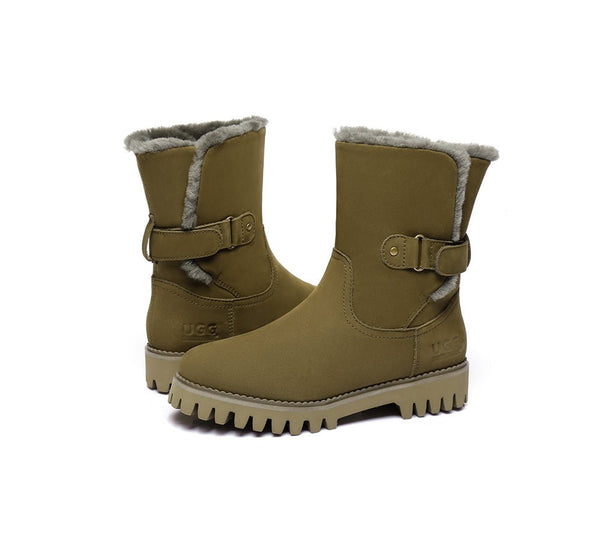 Urban UGG Boots Women Fashion Mid Calf Tina - UGG Boots - Khaki - 35 - Uggoutlet