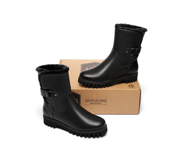 Urban UGG Boots Women Fashion Mid Calf Tina - UGG Boots - Nappa Black - 35 - Uggoutlet