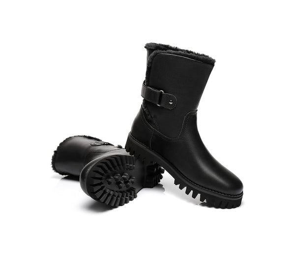 Urban UGG Boots Women Fashion Mid Calf Tina - UGG Boots - Nappa Black - 35 - Uggoutlet