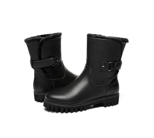 Urban UGG Boots Women Fashion Mid Calf Tina - UGG Boots - Nappa Black - 35 - Uggoutlet