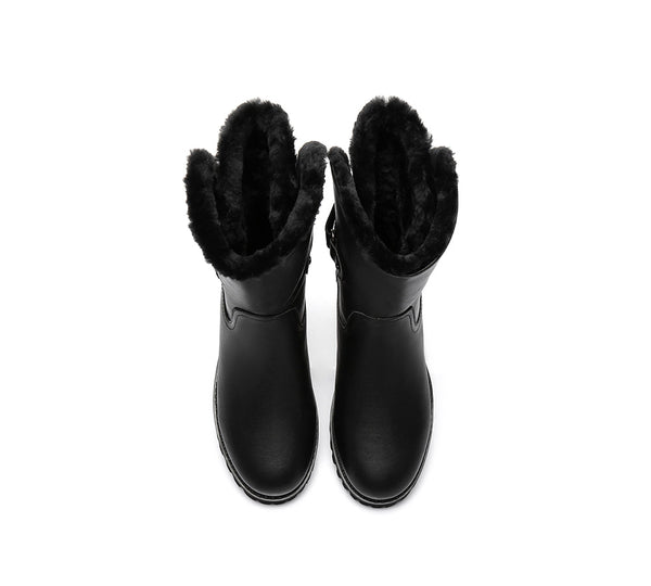 Urban UGG Boots Women Fashion Mid Calf Tina - UGG Boots - Nappa Black - 35 - Uggoutlet