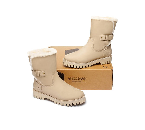 Urban UGG Boots Women Fashion Mid Calf Tina - UGG Boots - Sand - 35 - Uggoutlet
