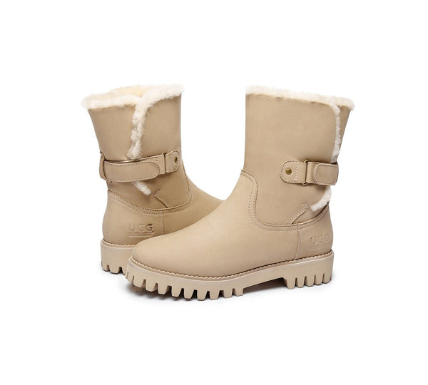 Urban UGG Boots Women Fashion Mid Calf Tina - UGG Boots - Sand - 35 - Uggoutlet