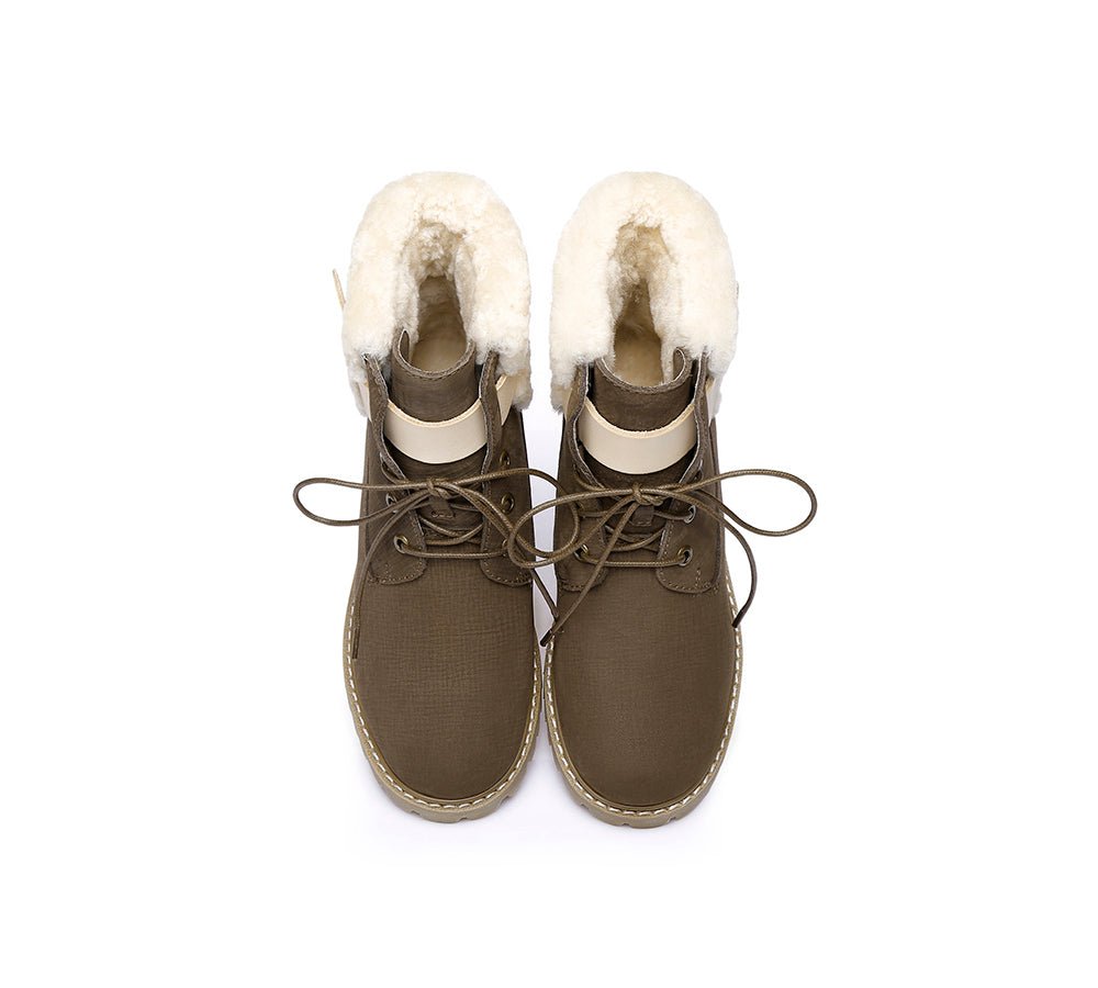 Urban Women Boots Lace Up Fashion Martin - UGG Boots - Chocolate - AU Ladies 4 / AU Men 2 / EU 35 - Uggoutlet