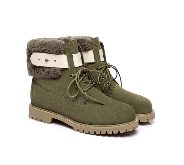 Urban Women Boots Lace Up Fashion Martin - UGG Boots - Green - AU Ladies 4 / AU Men 2 / EU 35 - Uggoutlet