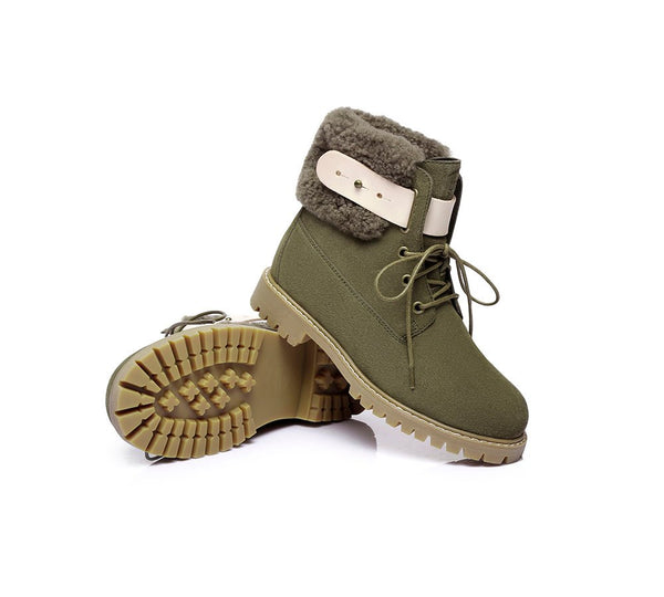 Urban Women Boots Lace Up Fashion Martin - UGG Boots - Green - AU Ladies 4 / AU Men 2 / EU 35 - Uggoutlet