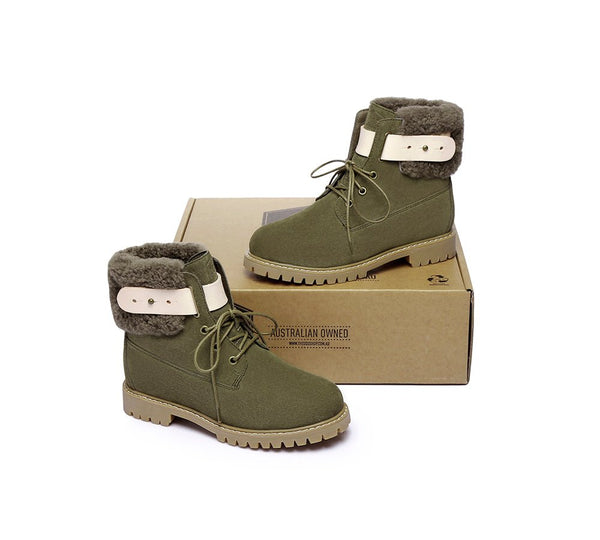 Urban Women Boots Lace Up Fashion Martin - UGG Boots - Green - AU Ladies 4 / AU Men 2 / EU 35 - Uggoutlet