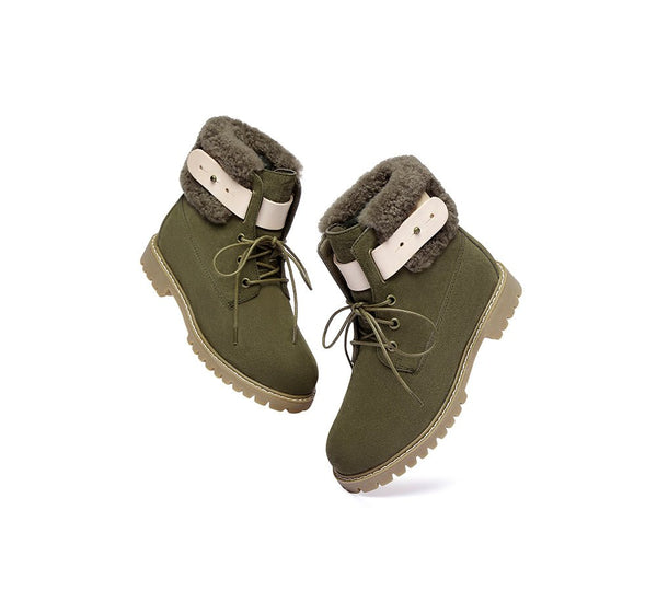 Urban Women Boots Lace Up Fashion Martin - UGG Boots - Green - AU Ladies 4 / AU Men 2 / EU 35 - Uggoutlet