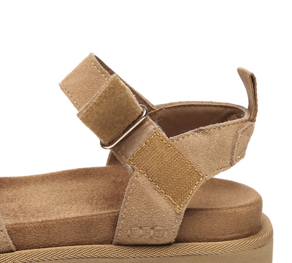 Women Adjustable Hook and Loop Slingback Summer Sandals Carla - Sandals - Chestnut - AU Ladies 4 / AU Men 2 / EU 35 - Uggoutlet