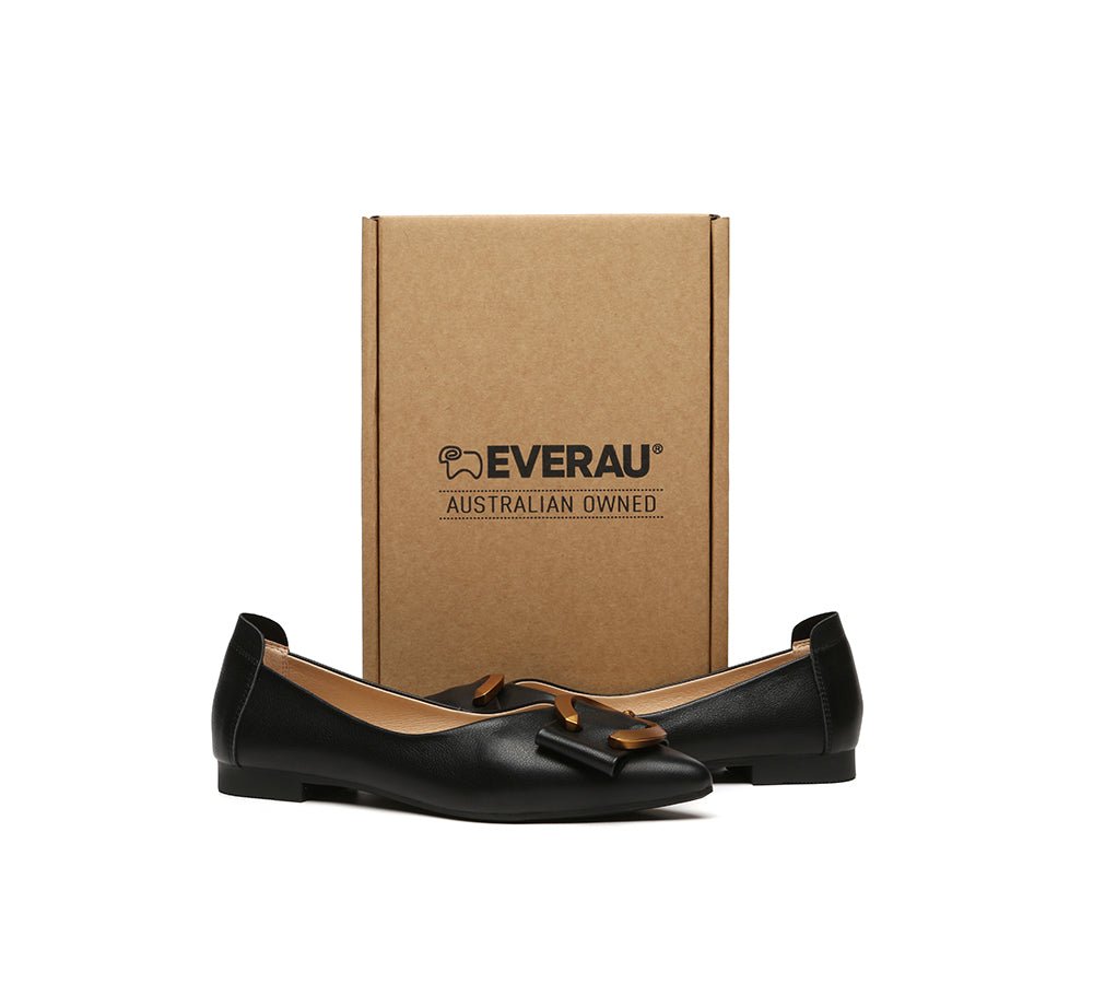 Women Leather Buckle Pointed Toe Ballet Flats Pari - Flats - Black - AU Ladies 4 / AU Men 2 / EU 35 - Uggoutlet