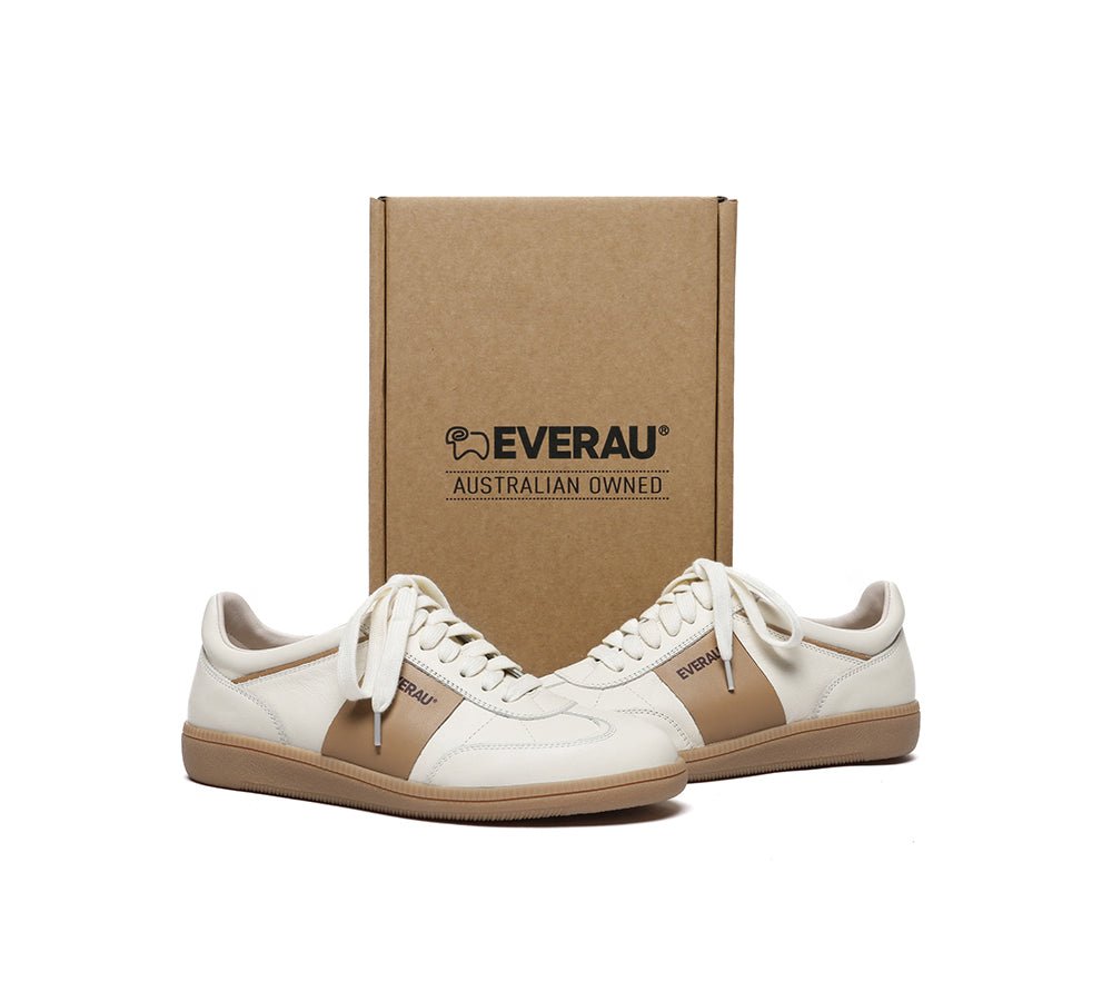Women Leather Casual Sneakers Edie - Sneakers - Beige White - AU Ladies 4 / AU Men 2 / EU 35 - Uggoutlet