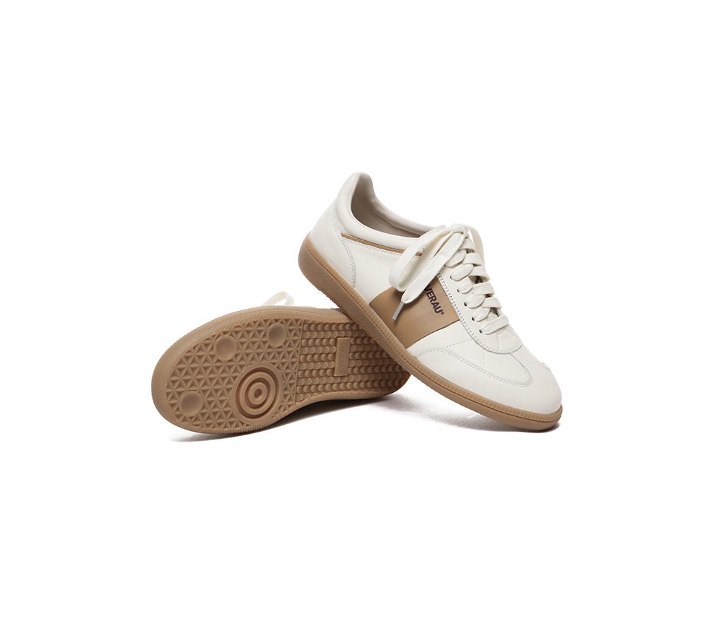 Women Leather Casual Sneakers Edie - Sneakers - Beige White - AU Ladies 4 / AU Men 2 / EU 35 - Uggoutlet