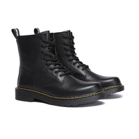 Women Leather Lace Up Black Chunky Boots Simona - Leather Boots - Black - AU Ladies 4 / AU Men 2 / EU 35 - Uggoutlet