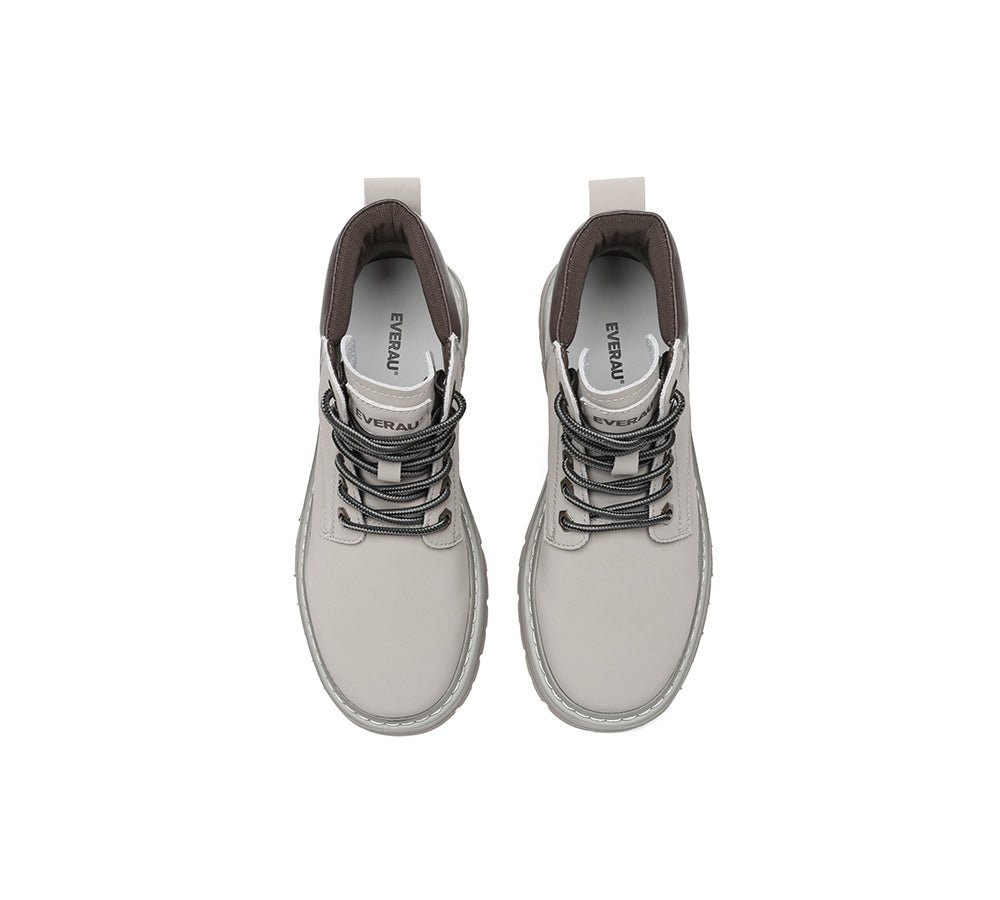 Women Leather Lace Up Chunky Boots Stephanie - Leather Boots - Grey - AU Ladies 4 / AU Men 2 / EU 35 - Uggoutlet