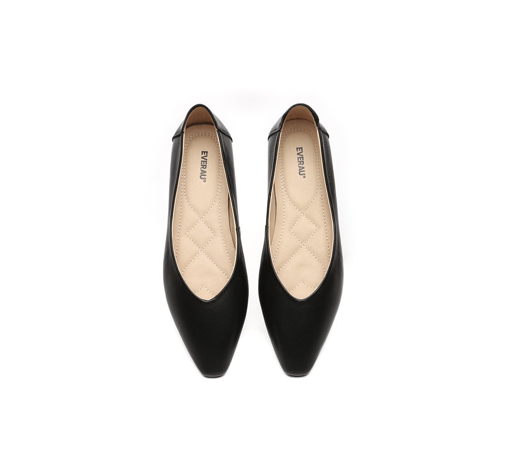 Women Leather Pointed Toe Ballet Flats Everly - Flats - Black - AU Ladies 4 / AU Men 2 / EU 35 - Uggoutlet