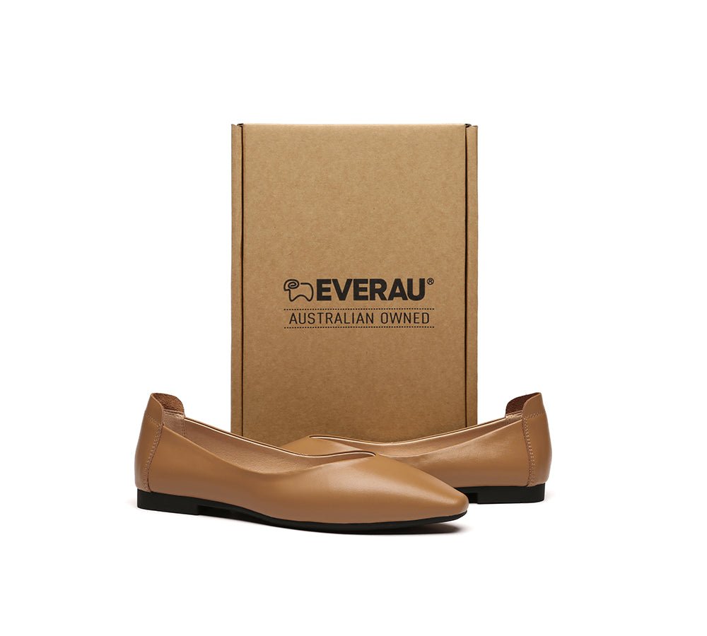 Women Leather Pointed Toe Ballet Flats Everly - Flats - Camel - AU Ladies 4 / AU Men 2 / EU 35 - Uggoutlet