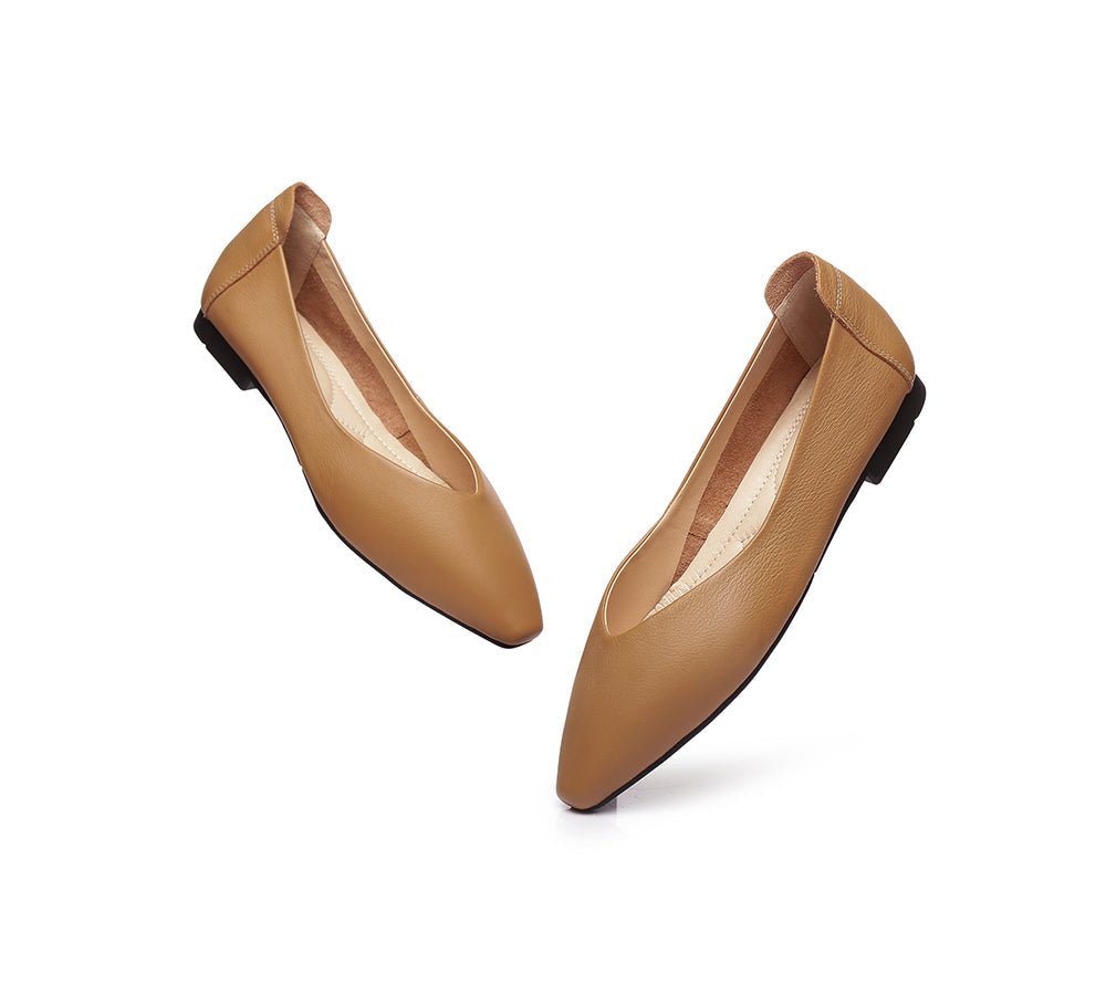 Women Leather Pointed Toe Ballet Flats Everly - Flats - Camel - AU Ladies 4 / AU Men 2 / EU 35 - Uggoutlet