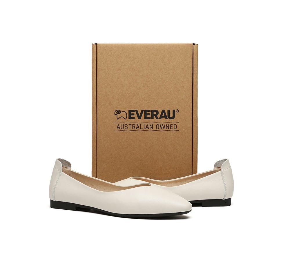Women Leather Pointed Toe Ballet Flats Everly - Flats - Cream - AU Ladies 4 / AU Men 2 / EU 35 - Uggoutlet
