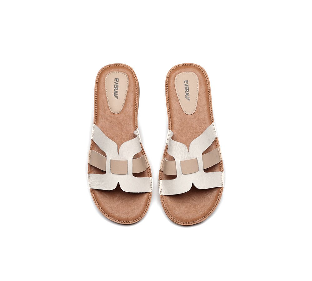 Women Leather Woven Ultra Soft Flats Slides - Slides - Nude - AU Ladies 4 / AU Men 2 / EU 35 - Uggoutlet