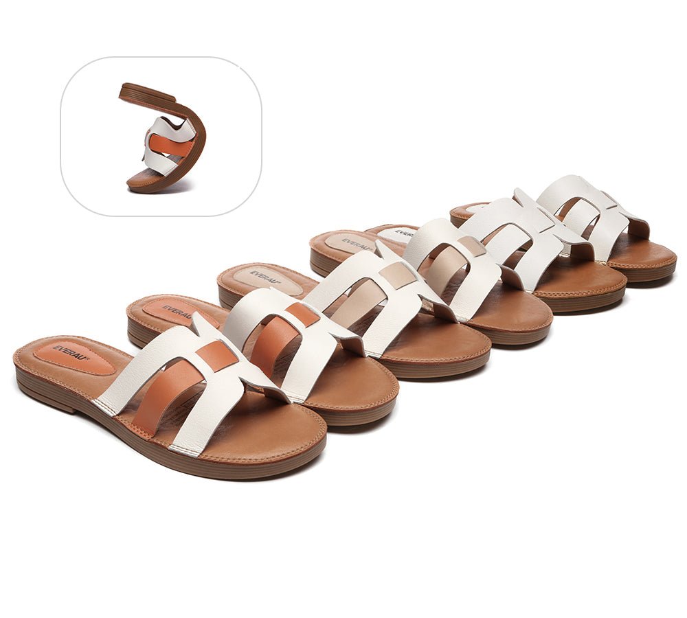 Women Leather Woven Ultra Soft Flats Slides - Slides - Orange - AU Ladies 4 / AU Men 2 / EU 35 - Uggoutlet