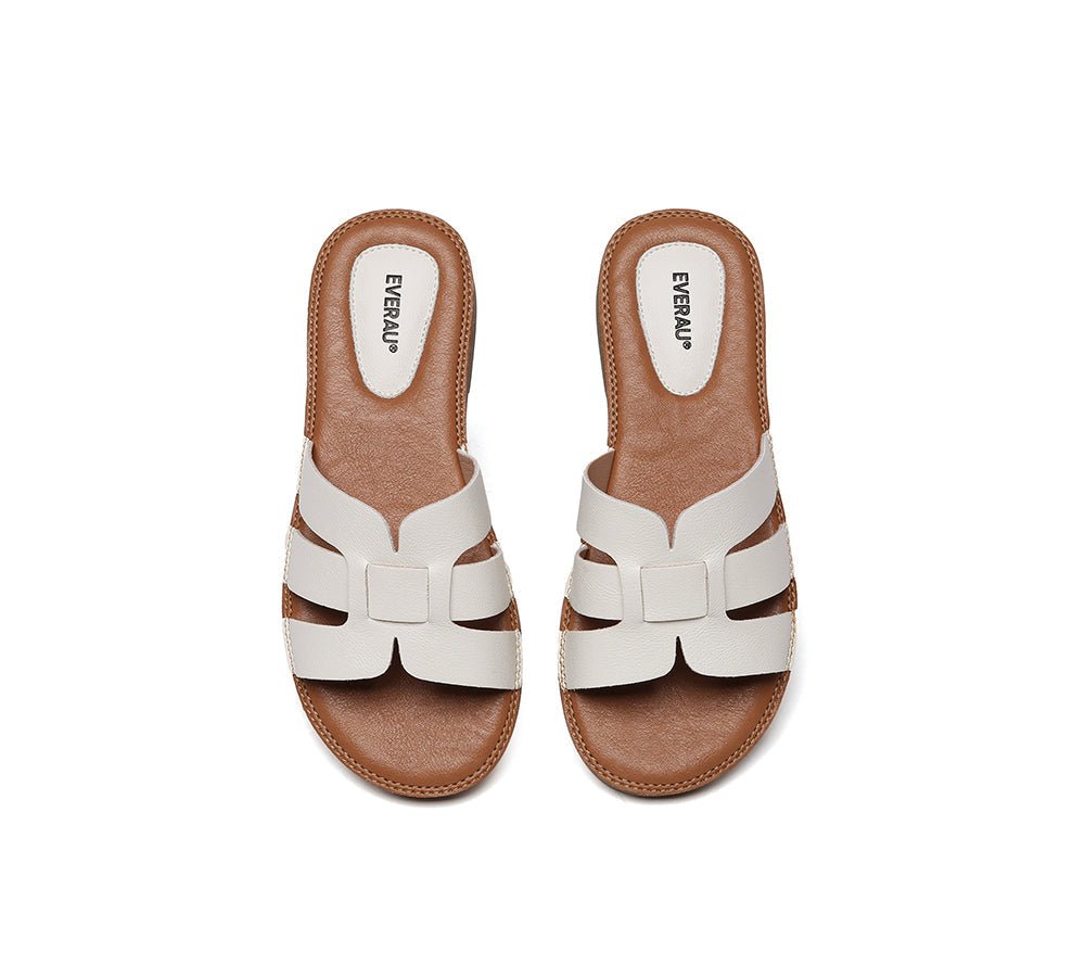 Women Leather Woven Ultra Soft Flats Slides - Slides - White - AU Ladies 4 / AU Men 2 / EU 35 - Uggoutlet