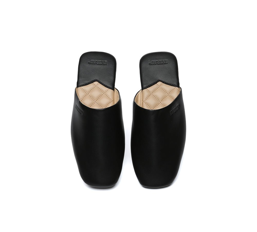 Women Slides Leather Flat Wafaa - Slides - Black - AU Ladies 4 / AU Men 2 / EU 35 - Uggoutlet
