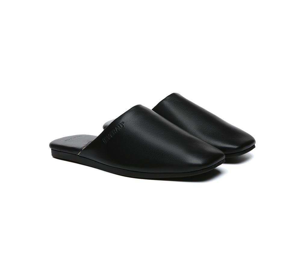 Women Slides Leather Flat Wafaa - Slides - Black - AU Ladies 4 / AU Men 2 / EU 35 - Uggoutlet