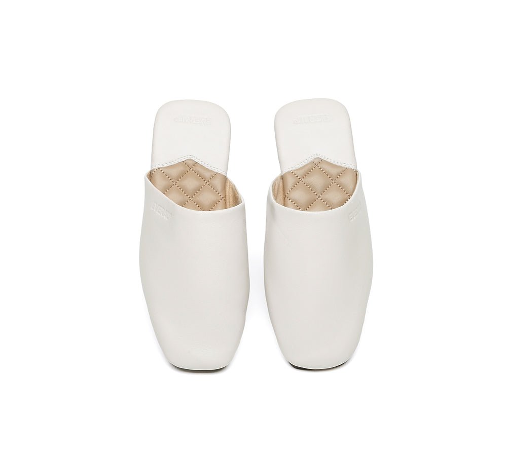 Women Slides Leather Flat Wafaa - Slides - Milky White - AU Ladies 4 / AU Men 2 / EU 35 - Uggoutlet