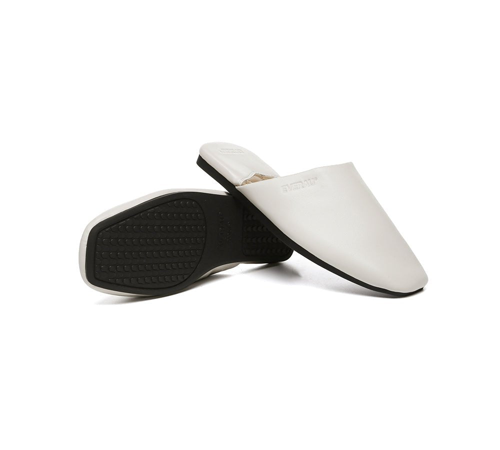 Women Slides Leather Flat Wafaa - Slides - Milky White - AU Ladies 4 / AU Men 2 / EU 35 - Uggoutlet