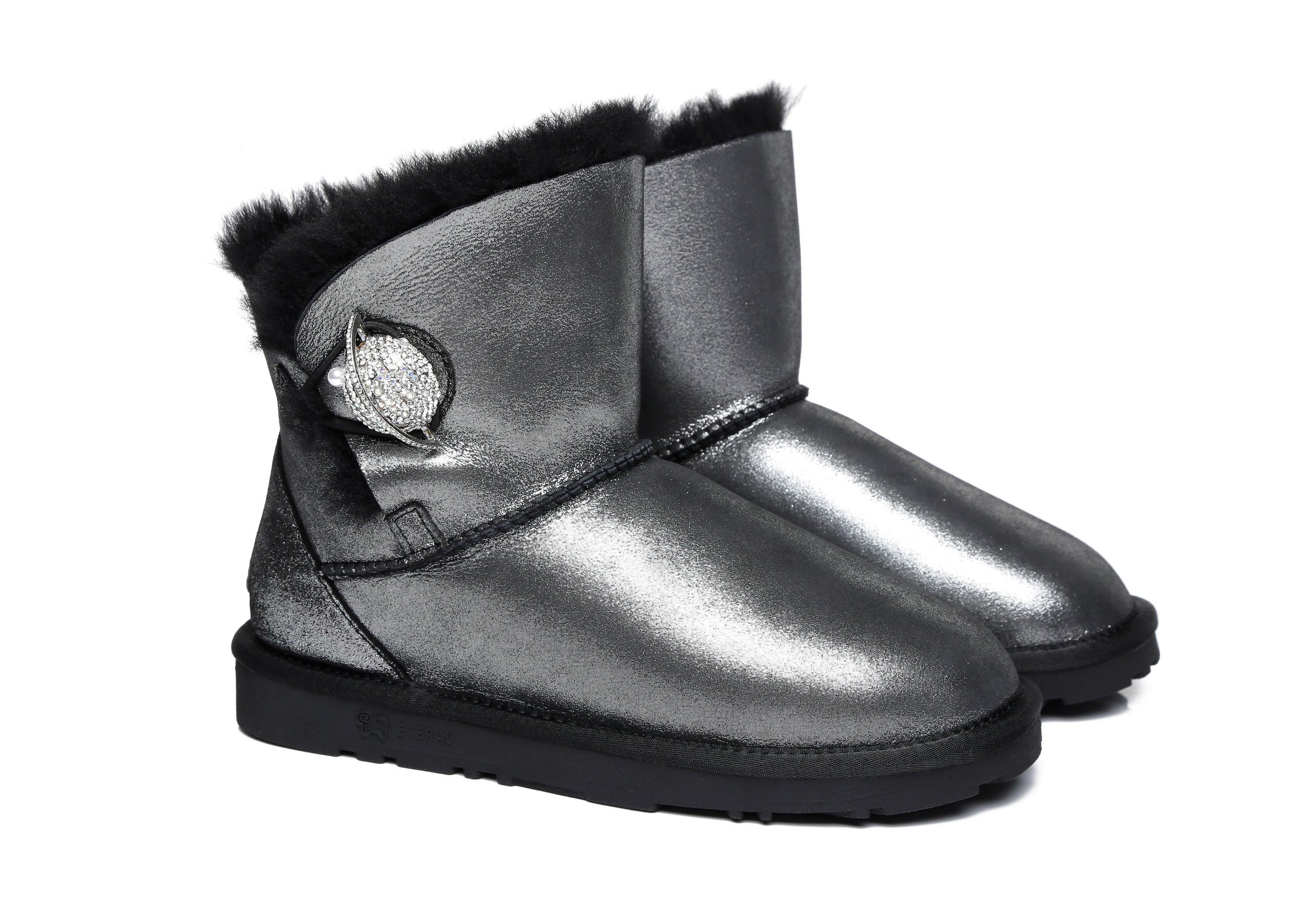 Mini Metallic Single Button Sheepskin Boots Women Jupiter - Uggoutlet